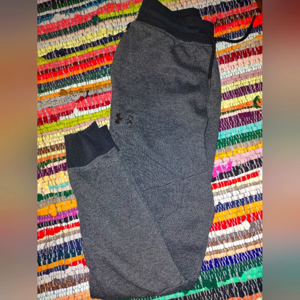 Men's medium under armour jogger sweats heather grey/blk